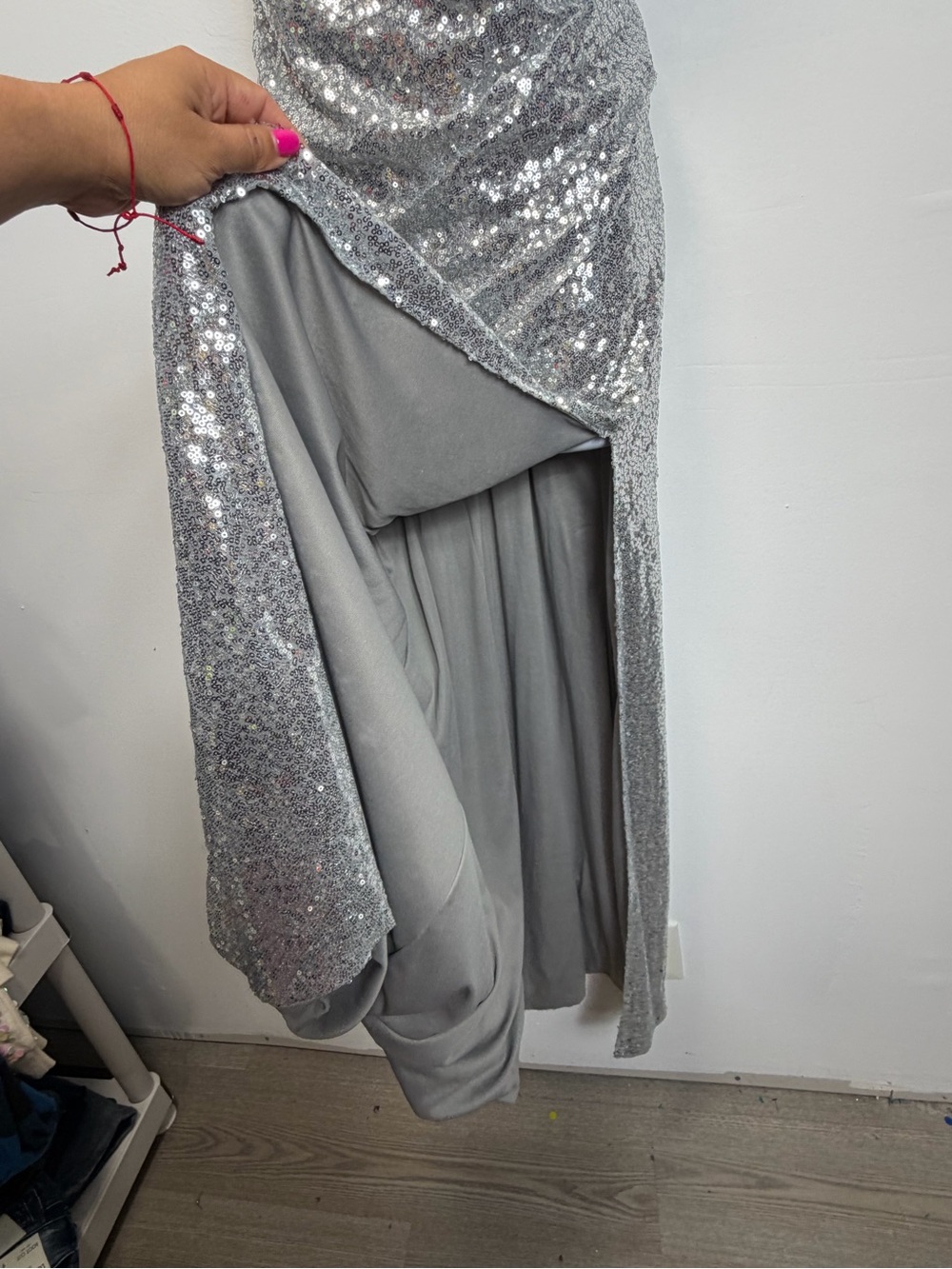Sequin Corset Evening Gown in Silver - Picture 6 of 15
